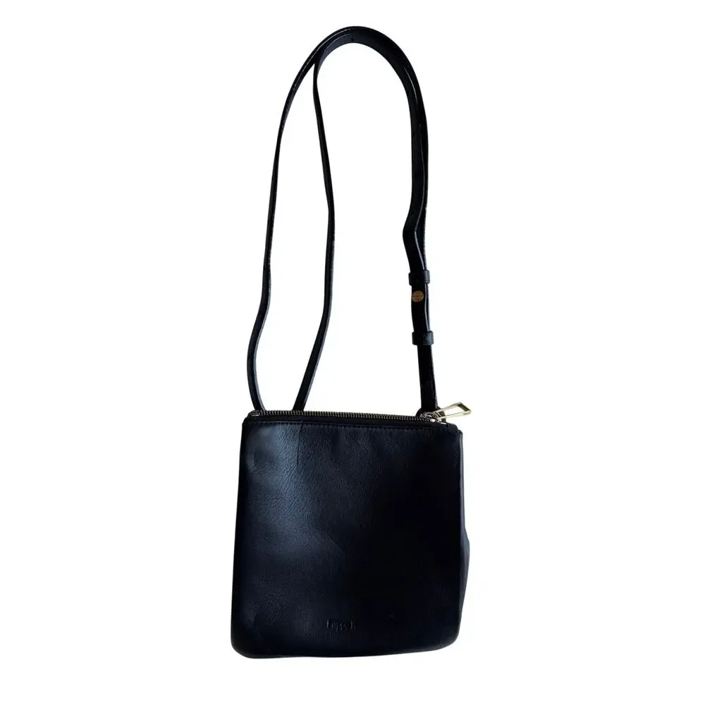 Filippa K Small Crossbody Bag in Black Leather